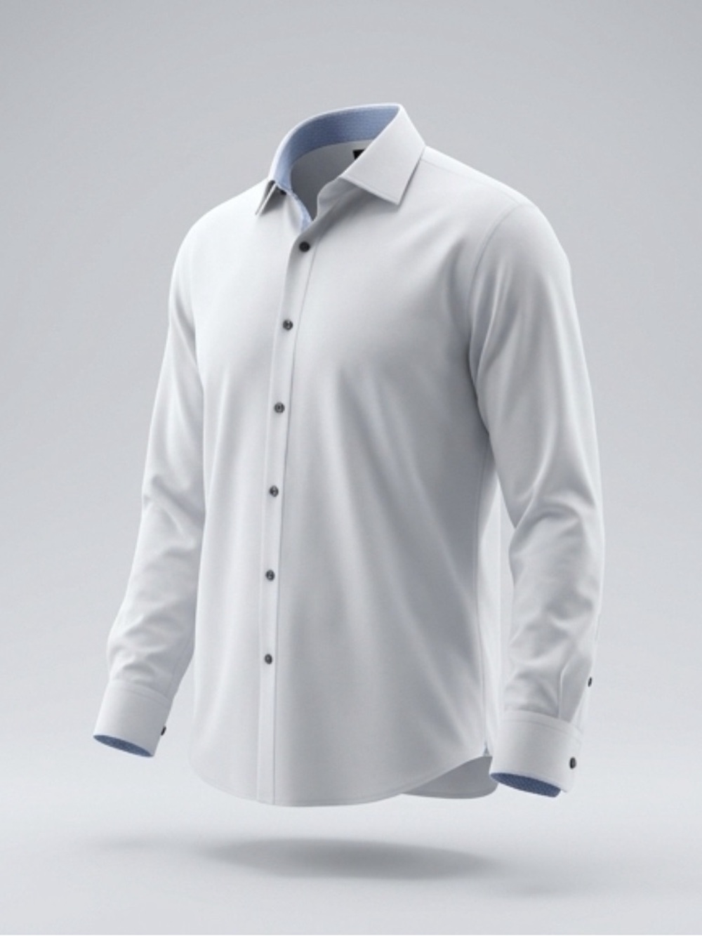 Wrk Men's White Long-Sleeve Casual Shirt with Contrast Trim #casualbuttondown